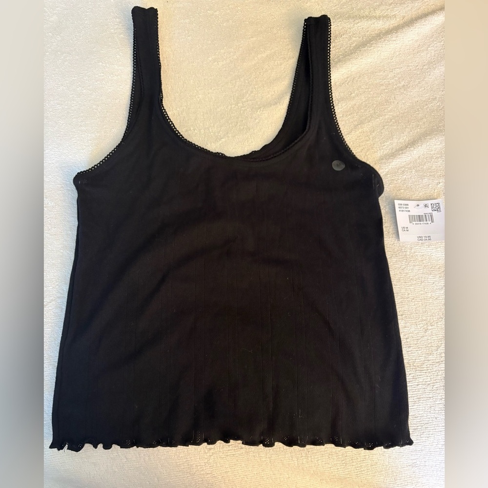 American Eagle Black Scoop Pointelle Tank Top